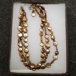 Silpada sterling silver Bronze Coin Pearl Necklace